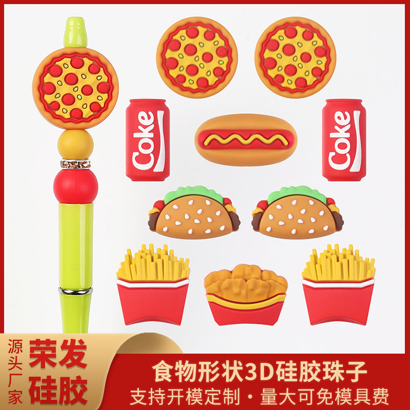 Wholesale 20pcs/pack 3D French fries silicone beads straight hole beaded DIY beads